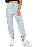 AUTOMET Women's Cinch Bottom Sweatpants Athletic Joggers Lounge Pants with Pockets Grey S