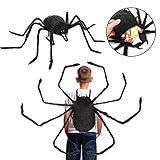 Giant Realistic Spider Costume & Decor - Outdoor/Indoor Giant Spider Props with Straps for Kids' Halloween Parties & Haunted Houses