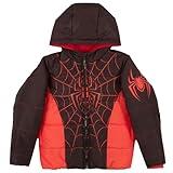 Marvel Winter Coat for Boys Spider-Man Graphic Print Boys Puffer Winter Jacket for Big and Little Kids (Black and Red Size 8)