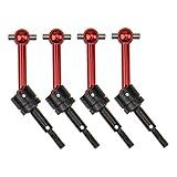 4Pack Metal Universal CVD Drive Shaft Dogbone Joint Compatible with Tamiya TT01 TT02 1/10 RC Car (Red)