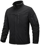 TACVASEN Jackets for Men Fleece Jacket Full Zip Outdoor Recreation Hikng Camping Tatical Winter Coats Lightweight Black