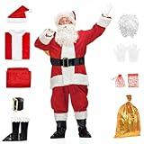 BERVYOSW Christmas Santa Claus Suit Adult Men's Santa Costume Xmas Classic Flannel Cosplay Clothes Santa Fancy Suits Outfit