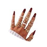 IFKM 21 Pcs Gold Knuckle Rings Set For Women Vintage Stackable Joint Finger Midi Rings Dainty Cubic Zirconia Crystal Simple Twist Hollow Cute Rings Pack Jewelry Gift…