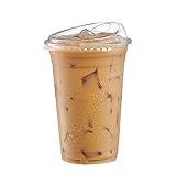 Comfy Package [20 oz. - 50 Sets Clear Plastic Cups With Strawless Sip-Lids