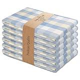 Urban Villa Kitchen Towels Set of 6 Blue Sand Buffalo Checks Kitchen Towels 20X30 Inches 100% Cotton Highly Absorbent Kitchen Towels Premium Quality Ultra Soft Mitered Corners KitchenTowels
