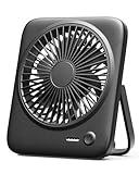 Otlonpe Small Desk Fan Quiet, Personal Rechargeable Portable Fan for Travel, 4000mAh Battery Operated and USB Powered, Slim, Foldable, 4 Speeds for Indoor Outdoor Table Desktop (6.5 Inch Black)