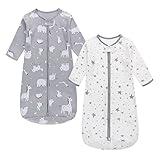 2PCS Baby Sleeping Bag, 100% Cotton Baby Wearable Blanket,Long Sleeve Sleeping Sack For Infant Toddler Kids 0-18Months