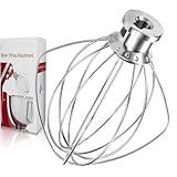 K45WW 6 Wire Whip Attachment for KitchenAid 4.5 5 Quart Tilt-Head Stand Mixer, Dishwasher Safe, Stainless Steel Whisk for Kitchen Aid Mixer Accessory Replacement Parts