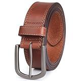 DENGFENGZHE Men's Full Grain Leather Belt for Everyday Casual Jeans, 1.5" Handmade Men Leather Belts with Gift Box (Cognac, 40(Fits Waist 38"-39"))