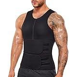 Wonderience Sauna Suit for Men Waist Trainer Neoprene Sweat Vest with Adjustable Waist Trimmer Belt(Black, 3X-Large)