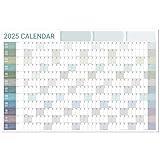 2025 Yearly Wall Calendar - 2025 Wall Calendar in One Page, January - December 2025, 34.8'' x 23.1'', Thick Paper Folded Wall Calendar, Yearly Wall Calendar 2025 12 Months with Round Stickers