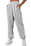 Yovela Sweatpants Women Baggy High Waisted Sweat Pants Fall Clothes Casual Joggers Y2k Aesthetic 2024 Winter Fashion Trendy Warm Outfits Cute Comfy Tall Trousers with Pockets Grey S