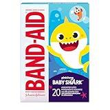 Band-Aid Brand Adhesive Bandages for Minor Cuts & Scrapes, Wound Care Featuring Pinkfong Baby Shark Characters for Kids and Toddlers, Assorted Sizes 20 ct
