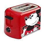 Disney Mickey Mouse 2-Slice Toaster by Select Brands - Mickey Mouse Toaster - Disney Kitchen Accessories - Features Crumb Tray & High Rise Toast Lift - Red