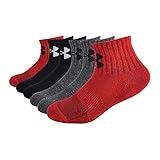 Under Armour Boys Multi Pack Quarter Sock, Red, 4-6 Years US