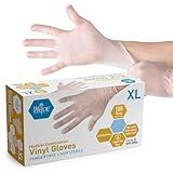 MED PRIDE Medical Vinyl Examination Gloves (X-Large, 100-Count) Latex & Rubber Free, Ultra-Strong, Clear Disposable Powder-Free Gloves for Healthcare & Food Handling Use