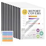 Utron 12 Pack Report Covers, 70 Sheet Capacity Presentation Folders, Clear Report Covers with Sliding Bar, Report Folder for A4 and Letter Size Paper