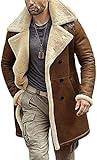 Shearling Brown Leather Coat Genuine Sheepskin Leather Coat with Artificial Fur B3 Bomber Leather Coat Aviator Coat for Men (as1, alpha, xx_l, regular, regular)