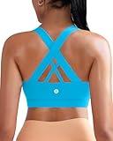RUNNING GIRL Sports Bra for Women, Criss-Cross Back Padded Strappy Sports Bras Medium Support Yoga Bra with Removable Cups(2353 Brilliant Blue M)