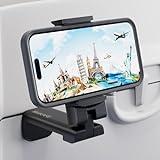 MiiKARE Airplane Travel Essentials Phone Holder, Universal Handsfree Phone Mount for Flying with 360 Degree Rotation, Accessory for Airplane, Travel Must Haves Phone Stand for Desk, Tray Table