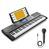 Donner Keyboard Piano, 61 Key Piano Keyboard for Beginner/Professional, Electric Keyboard Kit with 249 Voices, 249 Rhythms - Includes Music Stand, Microphone, Black (DEK-610S)