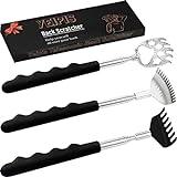 Yeipis 3 Pack Different Back Scratcher Metal Portable Telescoping with Rubber Handles, Extendable Back Massager Tool with Beautiful Box, Stocking Stuffers for Men Women Kids Adults (Black)