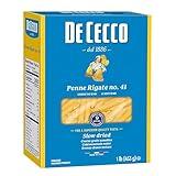 De Cecco Penne Rigate No. 41 Pasta, 16 Oz, Authentic, Slow Dried, Made with Durum Wheat, Versatile Pasta for Sauces & Recipes, Made in Italy