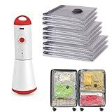 Travel Vacuum Storage Bags with Rechargeable USB Pump, 9 Pack Carry-On Size Compression Packing Bags for Luggage and Suitcase, Space Saver for Clothes and Clothing Travel