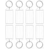 Uniclife 40 Pieces Key Tags 2 Inch Plastic Key Chain Tags with Ruled Blank Paper Labels Transparent Covers and Split Rings Sturdy Item Identifiers, White