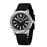 OXFANITE Men’s Watch Military Style Sporty Easy to Read Waterproof with Silicone Band Full Numerals Dial Analog Quartz Watches for Men 9102 Black