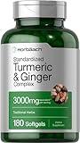 Horbäach Turmeric and Ginger Supplement | 3000 mg 180 Softgel Pills | with Black Pepper Extract | Non-GMO, Gluten Free Supplement