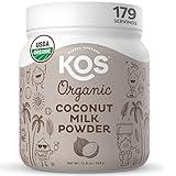 KOS Organic Coconut Milk Powder, USDA Certified Organic - 0g Sugar, MCT Plant Based Creamer for Coffee, Smoothies, Vegan, Keto, Paleo Friendly, Non-GMO, Gluten or Dairy- 12.6oz, 179 Servings