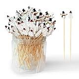 120 PCS Christmas Cocktail Picks - 4.7 Inch Snowman Christmas Bamboo Toothpicks Perfect for Appetizer Charcuterie Food Cupcake Sandwich Drinks Christmas Themed Party Supplies(Snowman)