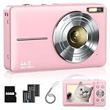 Digital Camera, FHD 1080P Camera with 32GB Card, 2 Batteries, 16X Zoom Anti Shake, Kids Camera Compact Portable Small Gift Point and Shoot Camera for Kid Student Children Teen Girl Boy(Pink)