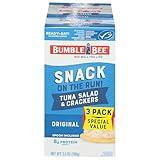Bumble Bee Snack On The Run Original Tuna Salad with Crackers Kit (Pack of 3) - Ready to Eat Protein Snack Pack - 8g Protein per Box - Wild Caught MSC Certified Tuna