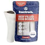 Pawstruck Large 5-6" Filled Dog Bones, Beef Flavor - Made in USA, Long-Lasting Stuffed Femur for Aggressive Chewers, Dental Treat - Pack of 3, Packaging May Vary