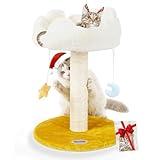 Happi N Pets Cloud Cat Scratching Post with Bed, Cat Tree Tower for Indoor Cats, Natural Sisal Cat Scratcher with Soft Perch for Kitten & Adult Cats, Small Cat Tower with Toys, Cat Activity Tree