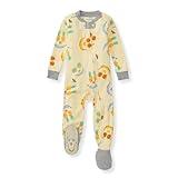 Burt's Bees Baby Baby Boy's Sleeper PJs, 100% Organic Cotton, One-Piece Footie, Zip Up Jumpsuit, Snug Fit Pajamas, Play with Your Food, 12 Months
