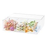 JDOTL Hair Accessories Organizer for Girls, Clear Acrylic Hair Bow Tie Clip Scrunchie Holder with Divider, Cute Small Stackable Storage Drawer Container Caddy Box for Bathroom Vanity Countertop