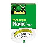 Scotch Magic Tape, Invisible, Home Office Supplies and Back to School Supplies for College and Classrooms, 1 Roll