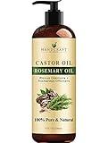 Handcraft Blends Castor Oil with Rosemary Oil - 8 Fl Oz - 100% Pure and Natural - Premium Grade Carrier Oil for Hair Growth, Eyelashes and Eyebrows, Hair & Body