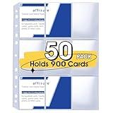 9 Pocket Card Sleeves ，Holds 900 Cards ，Trading Card Binder Sleeves，High Quality Thickened，Card Binder Sleeves, 3 Ring 9 Pocket Pages for Sports Cards, Coupons, Game Cards，50 Pack