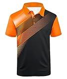 ZITY Mens Golf Shirt Short Sleeve Sport Moisture Wicking Performance Print Golf Polo Shirts for Men Collared Casual T-Shirt Black Orange 3X-Large