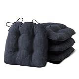 IPYNBAP Chair Cushions for Dining Chairs Set of 4, Indoor Kitchen Chair Cushions with Ties and Non Slip Backing, Tufted Memory Foam Seat Cushions, Chair Pads 4 Pack, 15.5" x 15.5" x 4", Navy