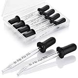 Herain 8 Pack Glass Pipette Dropper, Ear and Eye Dropper Bent & Straight Tips, 1 ml Droppers for Essential Oils, Lab, Crafts, Measuring and Transferring a Variety of Liquids