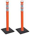 Cortina EZ Grab Delineator 45" Post, 3" Hip Collars with 10 lb Base, 03-747RBC-2, Orange, 2 Pack