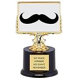 DINN BROS Mustache Trophy - No-Shave November - Movember Winner Trophy with Free Custom Engraving - 6 1/4" Tall