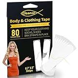 80 Strips Double Sided Tape for Clothes and Fashion, Clothing Tape to Keep Clothes in Place, Dress Tape Fabric to Skin Heavy Duty,Transparent, All-Day Adhesive Strength and Gentle on Skin Body Tape