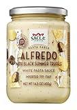 SACLA Alfredo Sauce with Black Truffle | Creamy Italian White Pasta Sauce with Grana Padano DOP Cheese & Black Truffle | 14.5 oz Glass Jar | Imported from Italy