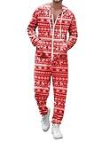 Ekouaer Christmas Onesie Adult Hooded Zipper Mens 0nesie Pajamas Soft One Piece Pajamas for Men with Pocket